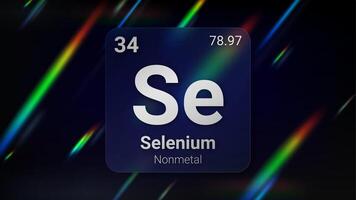 Selenium Nonmetal, Glass Morphism Element Futuristic Neon Light Glow Background Periodic Table, Chemical Symbol, Name, Atomic Mass, Atomic Number, Illustration vector