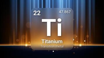 Titanium Transition Metal, Glass Morphism Element Futuristic Neon Light Glow Background Periodic Table, Chemical Symbol, Name, Atomic Mass, Atomic Number, Illustration vector