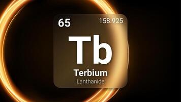Terbium Lanthanide, Glass Morphism Element Futuristic Neon Light Glow Background Periodic Table, Chemical Symbol, Name, Atomic Mass, Atomic Number, Illustration vector