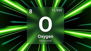 Oxygen Nonmetal, Glass Morphism Element Futuristic Neon Light Glow Background Periodic Table, Chemical Symbol, Name, Atomic Mass, Atomic Number, Illustration vector
