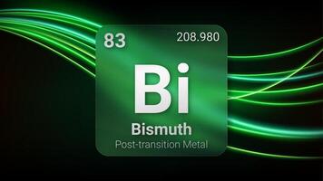 Bismuth Post Transition Metal, Glass Morphism Element Futuristic Neon Light Glow Background Periodic Table, Chemical Symbol, Name, Atomic Mass, Atomic Number, Illustration vector