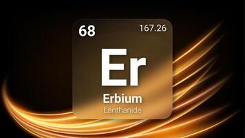 Erbium Lanthanide, Glass Morphism Element Futuristic Neon Light Glow Background Periodic Table, Chemical Symbol, Name, Atomic Mass, Atomic Number, Illustration vector