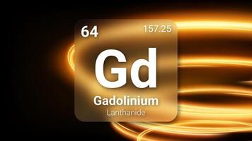 Gadolinium Lanthanide, Glass Morphism Element Futuristic Neon Light Glow Background Periodic Table, Chemical Symbol, Name, Atomic Mass, Atomic Number, Illustration vector