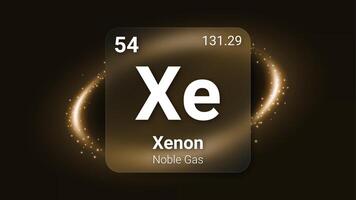 Xenon Noble Gas, Glass Morphism Element Futuristic Neon Light Glow Background Periodic Table, Chemical Symbol, Name, Atomic Mass, Atomic Number, Illustration vector