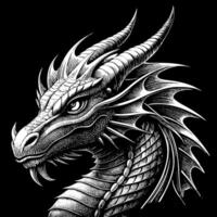 Elegant Dragon Head Artwork with Sharp Features and Textures vector