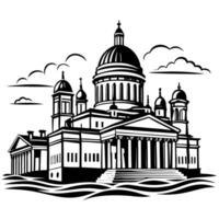 A grand cathedral with intricate architectural details and a majestic dome set against a serene sky creating a timeless masterpiece vector