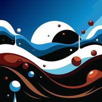 Futuristic Ocean Waves with Bubbles and Drops in a Minimalistic Style vector
