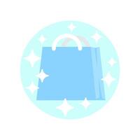 blue shopping bag with sparks on a white background. Flat design illustration. graphics vector