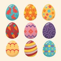 Set of Colorful Easter Eggs Flat Illustration with Various Pattern vector