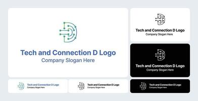 Tech and Connection D Logo - Digital Network Branding vector