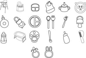 Baby Tools Equipment Outline Illustration vector