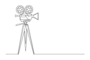 Retro cinema camera continuous one line drawing vector