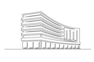 Building continuous one line isolated on white vector