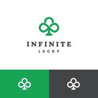 clover and infinity symbol, endless luck concept logo design icon template vector
