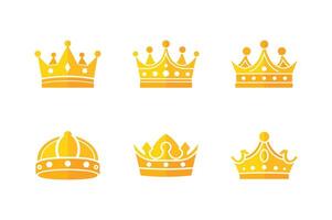 Golden Crown Icon Set with Royal Symbols and Vintage Design vector