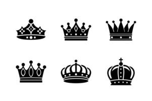 Six Different Crown Designs in a Simple Silhouette Style vector