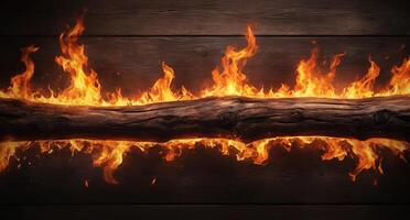 A log with flames on it photo