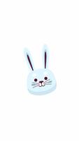 Cute blue bunny face with friendly expression 2D cartoon object vertical animation. Baby theme, Easter element. Rabbit head swaying animated flat colorful item 4K isolated on white video