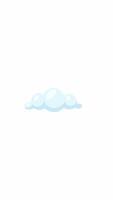 Floating cute light blue cloud on white background 2D cartoon object vertical animation. Peaceful weather cloudscape cumulus. Baby theme, sky element animated flat colorful item 4K isolated video