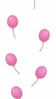 Pink balloons floating upward 2D vertical animation. Birthday symbol. Cheerful and dynamic festive baloons. Decorative ballons ascending up animated cartoon flat 4K isolated on white video