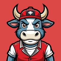 Cartoon Mascot Illustration of a Cool and Stylish Cow in Format vector