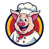 Illustration of a Cartoon Chef Pig Mascot Character with a Toque vector