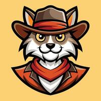 Whimsical Illustration of a Cowboy Cat Mascot vector