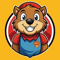 Cartoon Beaver Boy Mascot Illustration with Logo Design vector