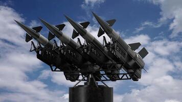 Four Military Projectiles on a Launcher video