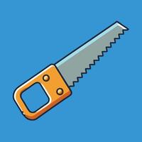 A Hand Saw Illustration with an Orange Handle and Grey Blade for Carpentry Woodworking and DIY Projects vector