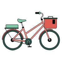 A Pink Bicycle with a Front Basket and Rear Battery Pack for City Commutes and Errands vector