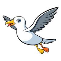 A Cute Cartoon Seagull in Flight Soaring Through the Sky vector