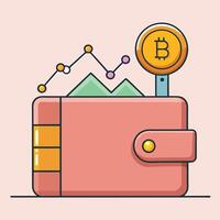 Bitcoin Wallet Investment Growth Chart Showing Financial Success and Cryptocurrency Portfolio Management vector