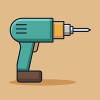 A teal cordless electric drill with brown base for DIY home improvement projects vector