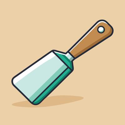 A teal and brown spatula cooking utensil kitchen tool illustration graphic design