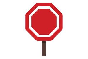 Red Octagon Shape Signboard with White Border on a Brown Pole vector