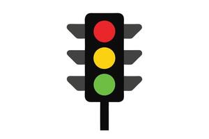 Traffic Light Signals Icon with Red, Yellow, Green Color Isolated On White vector