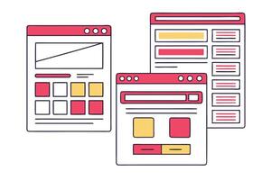 Website Layouts Set, Hand Drawn Style with Pink Accents vector