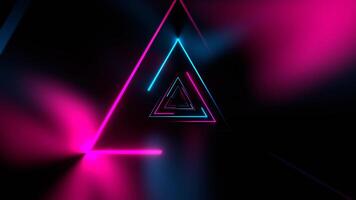ciano e Rosa lindo néon triangular túnel fundo vj ciclo 4k video