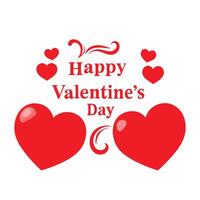 Happy Valentines Day with Red Hearts and Swirls Isolated on White Backdrop vector