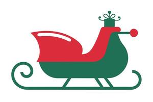 Festive Sleigh with Red and Green Isolated on White Background vector
