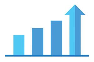 Minimal Blue Graph Chart Growing Bar Statistics On White Background, Business Growth Data vector