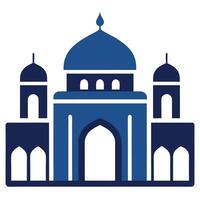 Stylized Mosque Icon Dark Blue Architectural Silhouette on White Backdrop vector