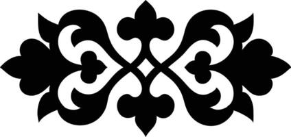 Symmetrical Floral Design Element, Elegant Black Ornament on White Background vector