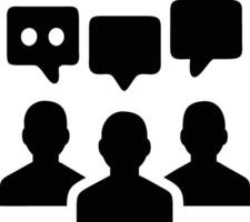 Group Discussion with Speech Bubbles Icon in Black and White Concept vector