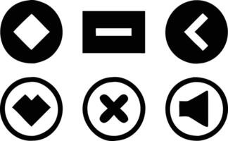 Set of Simple Black Control Symbols on White, Delete, Volume, Shape Icons vector