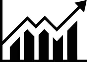 Simple Rising Bar Chart with Arrow in Black, on White vector