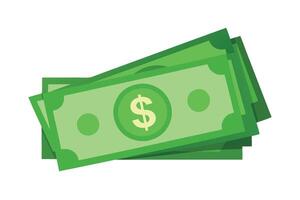 Stack of Green Paper Money with Dollar Sign on White Background vector