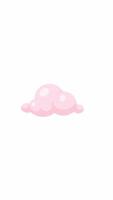 Fluffy pink cloud gently floating on white background 2D cartoon object vertical animation. Baby girl theme, dreamy soft decorative element animated flat colorful item 4K isolated video