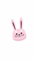 Pastel pink bunny face with cheerful expression 2D cartoon object vertical animation. Girly adorable animal, kids design. Easter rabbit head animated flat colorful item 4K isolated on white video